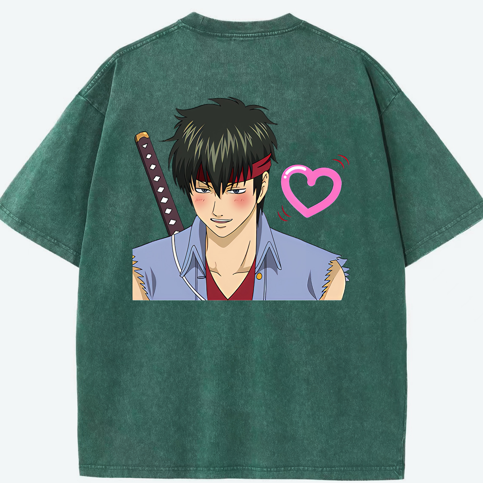 （画像用） ぎんたま 坂田銀時（さかたぎんとき） 神楽 志村新八（しむら しんぱち） GINTAMA Sakata Gintoki Kagura Shimura Shinpachi 綿100% ヴィンテージ風 半袖Tシャツ（背面プリント）